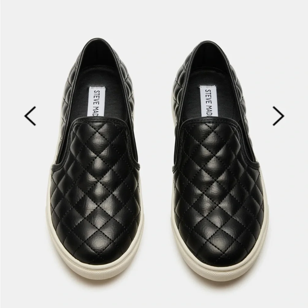 Steve Madden Ecentrcq Black Quilted Slip-On Loafers Sz 9M